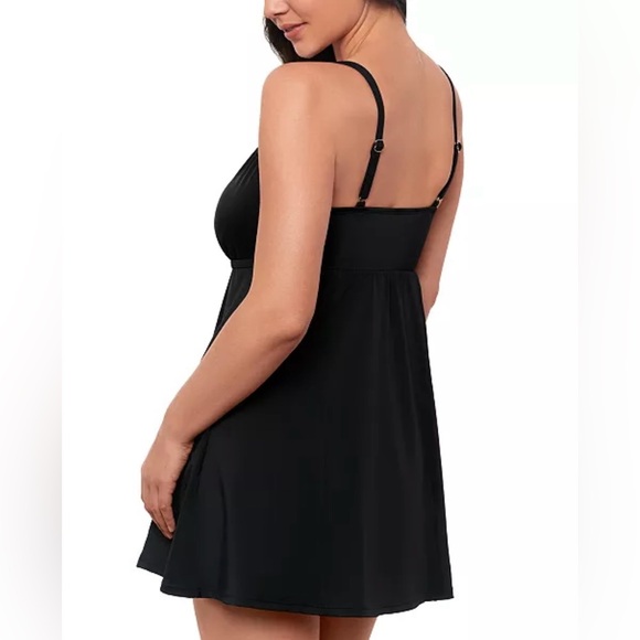 NWT - Swim Solutions Black Empire-Waist Swim Dress, size 14 - Picture 2 of 3